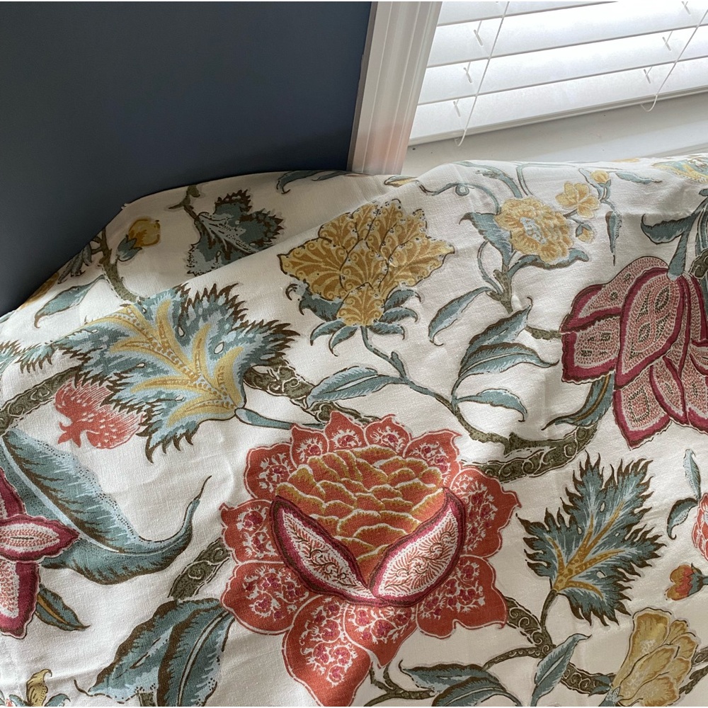 Pottery barn drapes.